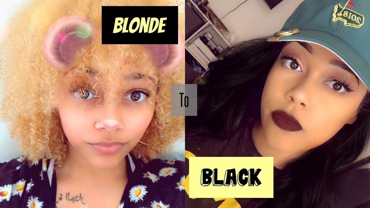 Dying blonde natural curly hair jet black YouTube