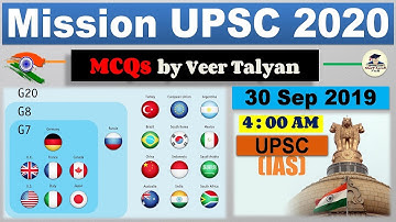 UPSC Prelims 2020 Preparation - 30 September 2019 Daily Current Affairs MCQ for UPSC / CSE / IAS SLV
