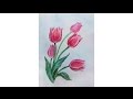 Уроки рисования. Как нарисовать ТЮЛЬПАНЫ букет к 8 МАРТА  how to draw tulip flower | Art School