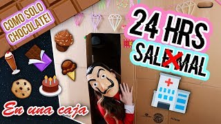 24 HORAS en una CAJA de CARTÓN - ¡COMÍ solo CHOCOLATE y TERMINÉ en URGENCIAS! || Bianki Place ♡