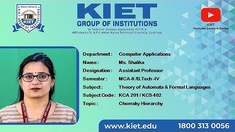 B.Tech_MCA_2&4Sem | Chomsky Hierarchy| Prof. Shalika