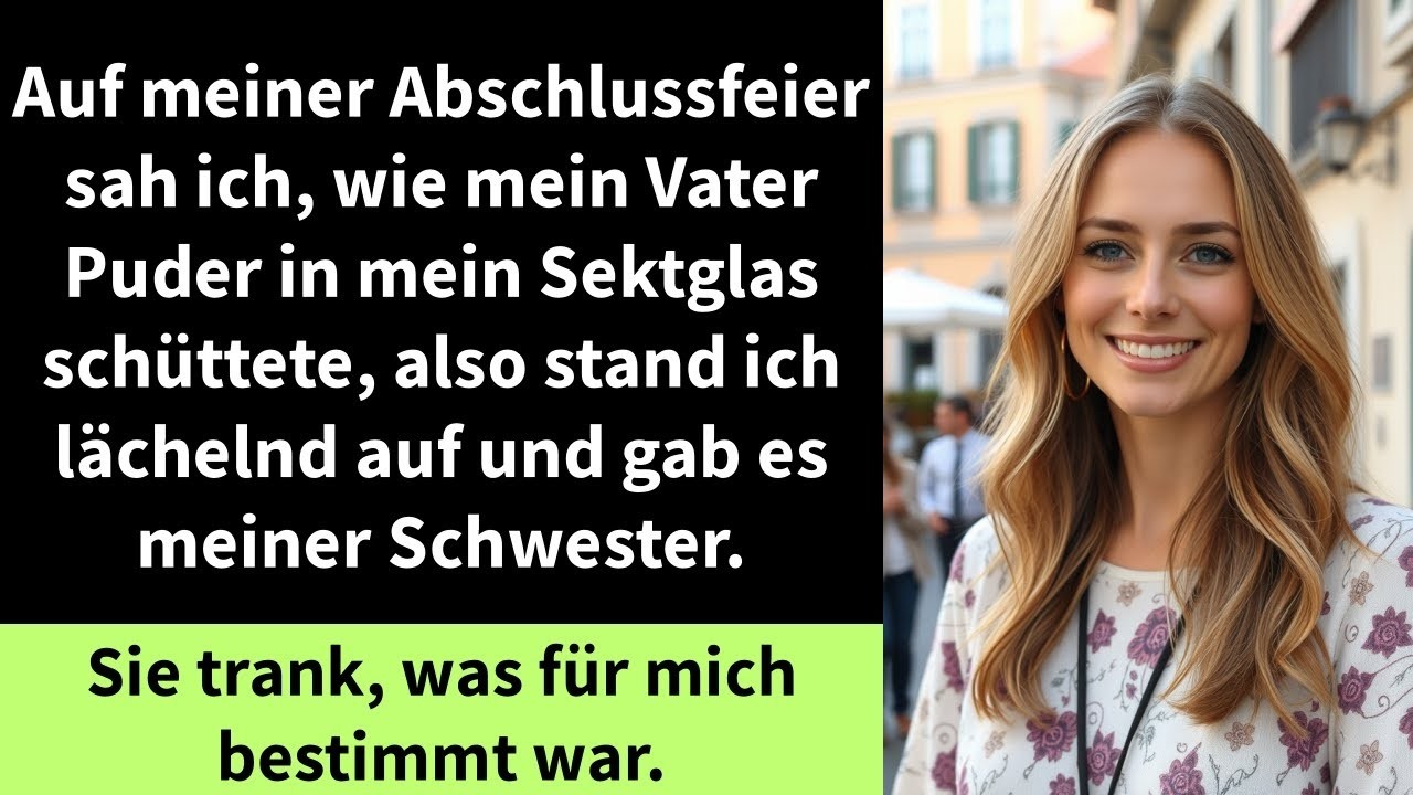 Auf meiner Abschlussfeier sah ich, wie mein Vater Pulver in mein Sektglas schüttete, also stand i