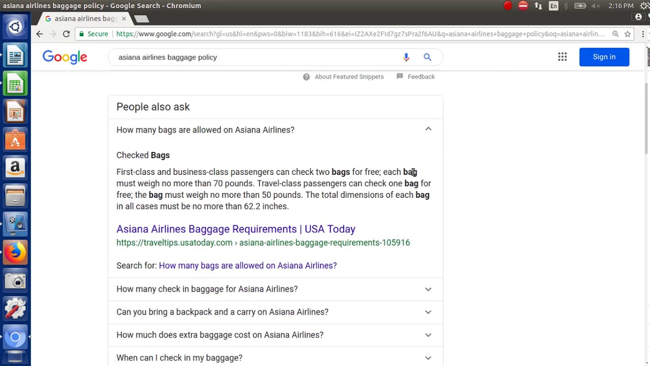 How many bags are allowed on Asiana Airlines Baggage Policy YouTube