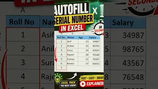 AutoFill serial number in excel | excel tips and tricks #excel #trending #shorts #asif #exceltricks