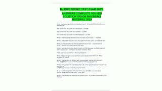 NJ DMV PERMIT TEST EXAM 100  ANSWERS COMPLETE SOLVED SOLUTION GRADE BOOSTING MATERIAL 202489