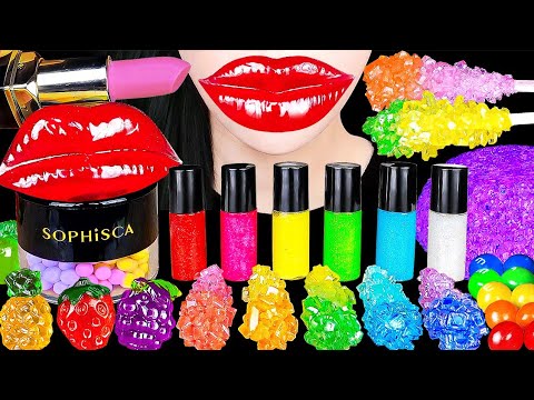ASMR *DIY* RAINBOW LIP GLOSS, EDIBLE MAKEUP LIPSTICK CANDY 먹는 립스틱, 초콜릿 화장품 EATING SOUNDS MUKBANG 먹방