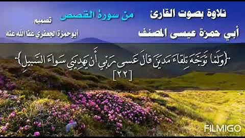 تلاوة من سورة القصص. بصوت القارئ أبي حمزة عيسى المصنف