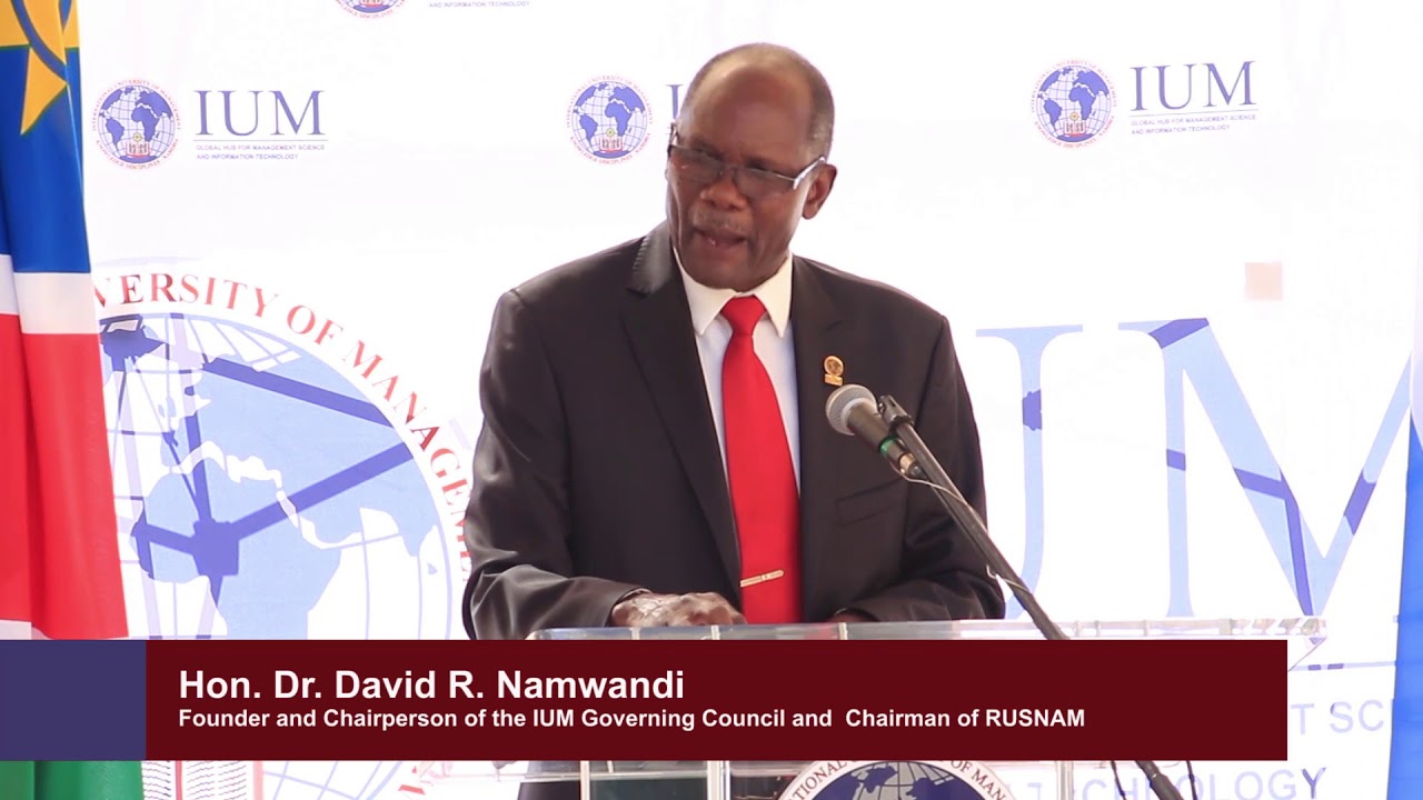 Hon. Dr. David R. Namwandi at the Official Launch of RUSNAM