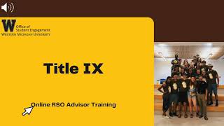 RSO Advisor Training Modules: Title IX