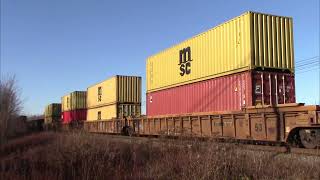Long & Late Stack Train CN 120 at Painsec Junction West (Moncton, NB) at Track Speed