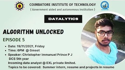 Datalytics CIT- Algorithm unlocked -|Episode 5|