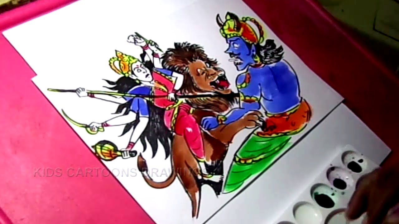 mixed media on paper  Mahishasura Mardini  Fairy art  Cartoon character tattoos Dark art drawings