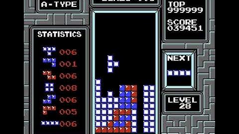 NES classic tetris: My first-ever KILLSCREEN TETRIS + level 30 reached (level 28-start)