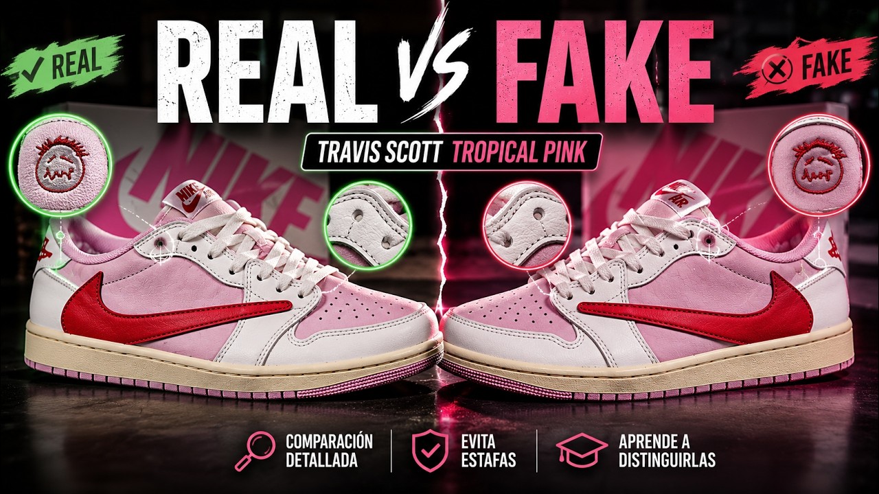 ⚠️REAL vs FAKE (REPLICA, UA) JORDAN 1 TRAVIS SCOTT TROPICAL PINK