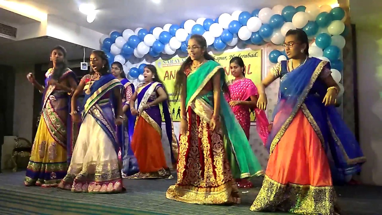 dance dance by narayana school girls on farewell - YouTube