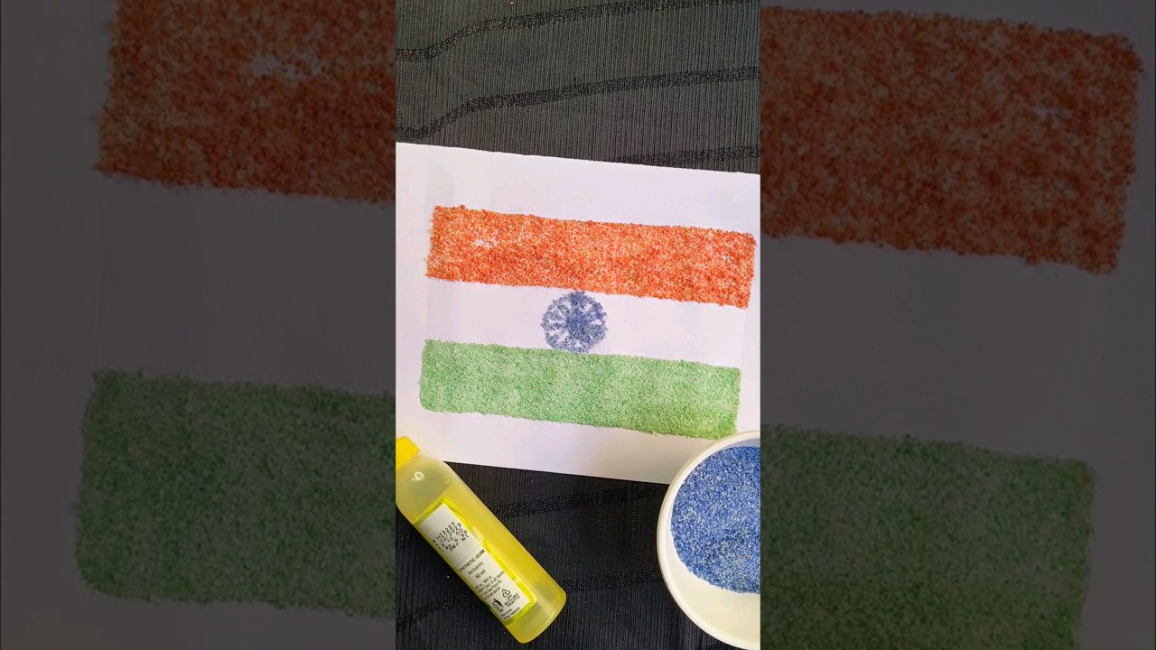 Indian flag in unique ideas | How To Draw Indian Flag Using Sand 