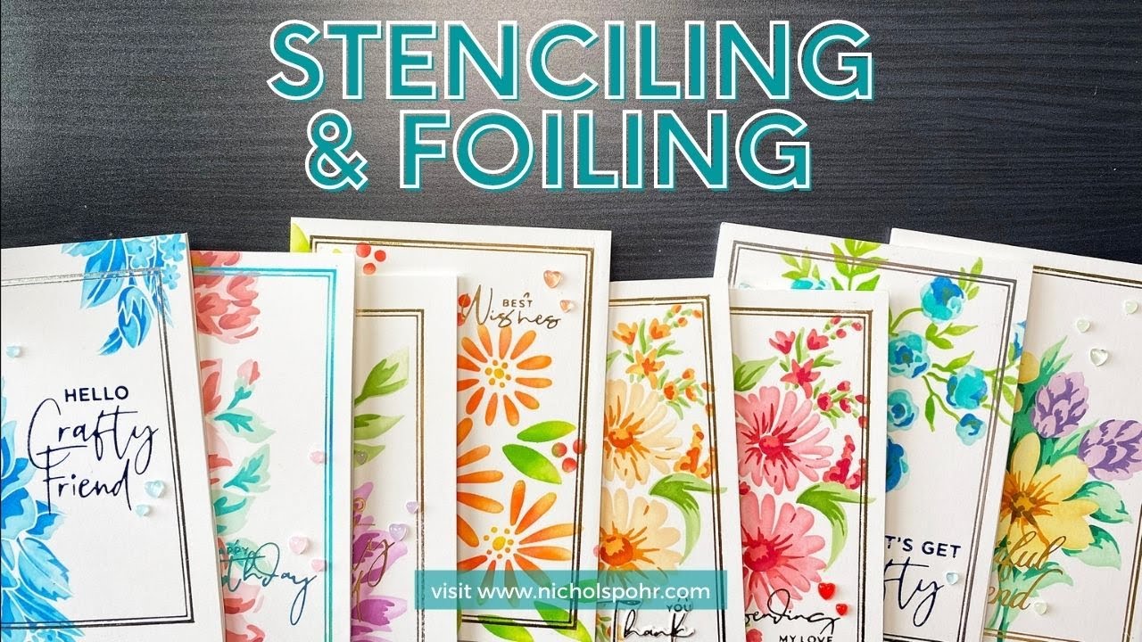 Stenciling and Foiling One Layer Cards (10 Cards)