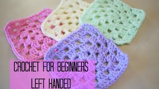 LEFT HANDED CROCHET: How to crochet a granny square for beginners | Bella Coco