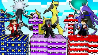 6 ILHAS de LUCKY PIXELMON MASTER BALL vs BEAST BALL com POKEMON INICIAL vs LENDÁRIO no MINECRAFT