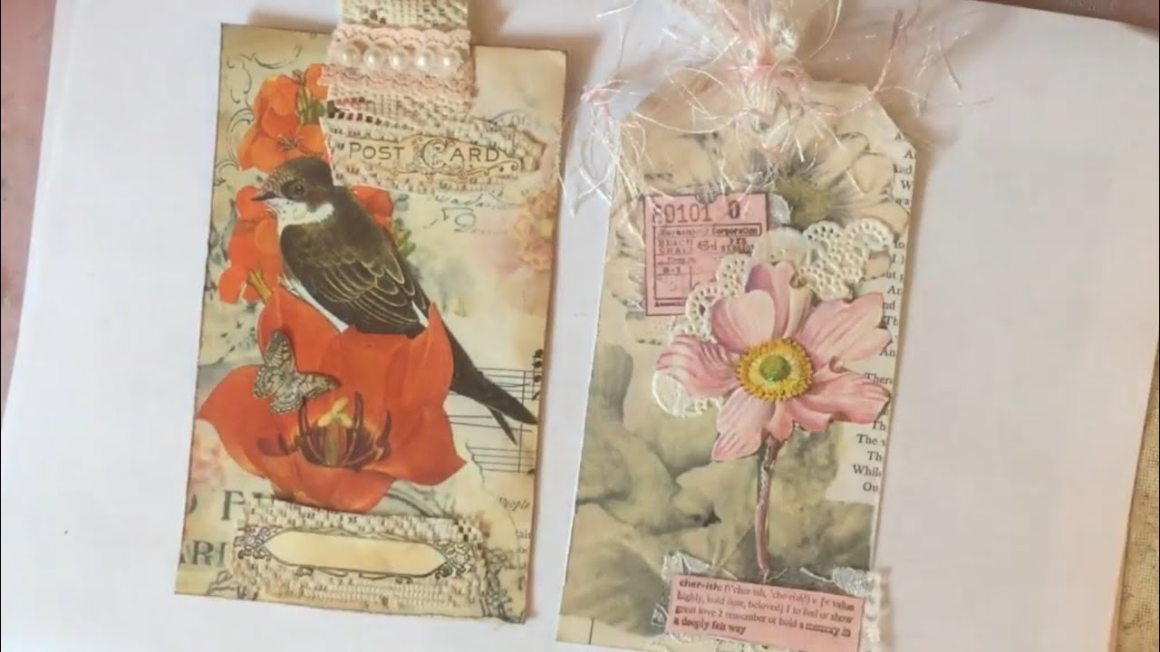 CRAFT WITH ME - Lets Make more TAGS - Go Gently Collage Sheet - YouTube