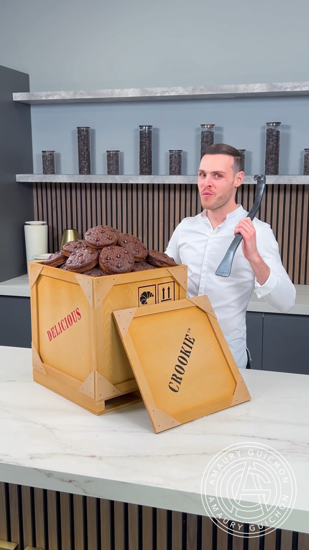 Chocolate Crookie Crate! ? My new flavor of Crookie has been carefully crated! #amauryguichon