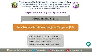 Programming in Java - Tokens, Implementation, Process of JVM