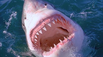Great White Shark, Handled By Man, Opens Mouth On Surface