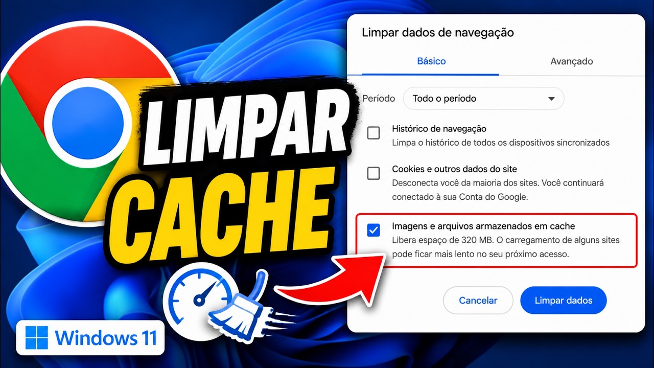 Miniatura do vídeo Tecnoflavio: como limpar o cache do Google Chrome no Windows 11
