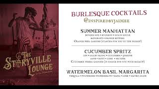 Inspired by Spirits - Storyville Lounge Burlesque Cocktail Menu - August 2023