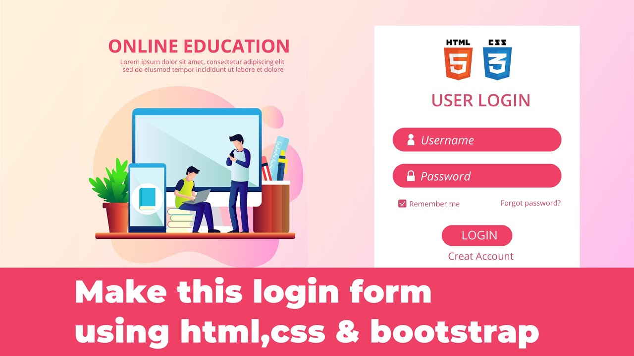 Animated Login Form using HTML & CSS How To Create Login Form In HTML CSS | Make Sign In Form Design