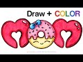 How to Draw + Color MOM bubble letters with Donut step by step Cute
