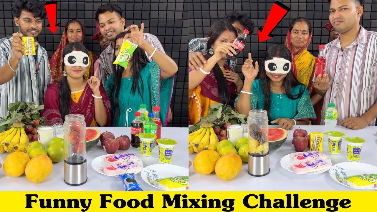 Food Guess And Mixing Juice Eat Funny Game Challenge