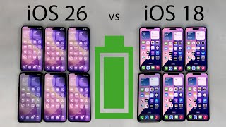 картинка: Тест аккумулятора iOS 26 и iOS 18 на iPhone 16, 15, 14, 13, 12, 11