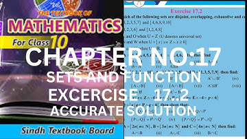Sindh New Matric/ 10th Book .Chapter 17.Sets and Function .. Ex17.2