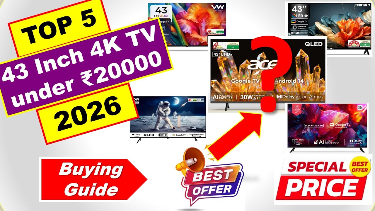 Лучшие 43-дюймовые 4K телевизоры в Индии до 20000 рупий в 2026 году ⚡ Прайс-лист ⚡ 43-дюймовые 4K...