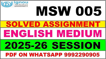 MSW 005 solved assignment 2025-26 in English || msw 005 solved assignment 2026 || msw5 2025-26