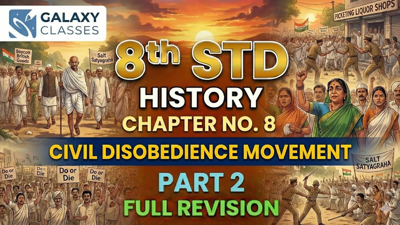 8th Std History Ch 8 Civil Disobedience Movement Part 2 | Gandhi–Irwin Pact & Second Phase | SSC