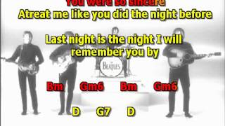 the night before beatles best instrumental karaoke lyrics chords chords