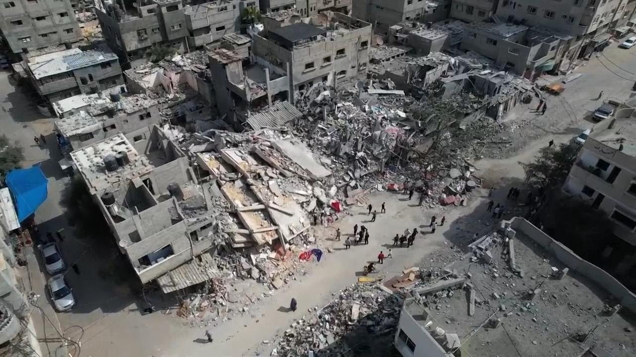Drone footage captures scale of airstrike devastation in Gaza Strip ...