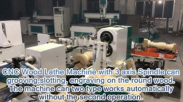 High efficiency! CNC Wood Lathe Machine with 3 axis Spindle