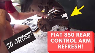 Episode 8: 1968 Fiat 850 Spider Rear Control Arm Refresh! SO GROSS!! Can We Clean It??