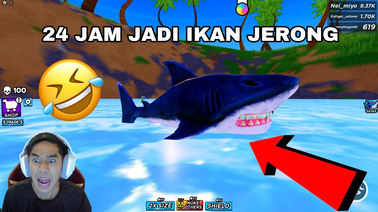 24 JAM JADI IKAN JERONG 😂 AKU MAKAN SEMUA BENDA 🦈