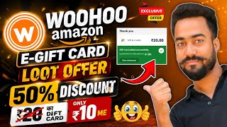 Woohoo Gift Card Offer! Amazon ₹20 Gift Card Loot Only 10 Me! Amazon 50% Discount On Gift Card Offer