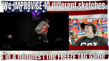 We IMPROVISE 10 different sketches in 4 minutes | The FREEZE TAG Game | Shoot From The Hip- REACTION