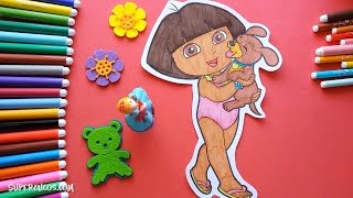 Coloring Page Dora The Explorer For Kids With Nursery Rhymes | Colorear para Niños