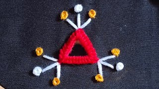 Triangle Mirror Embroidery Design | Simple Hand Embroidery Motif for Blouse & Kurti