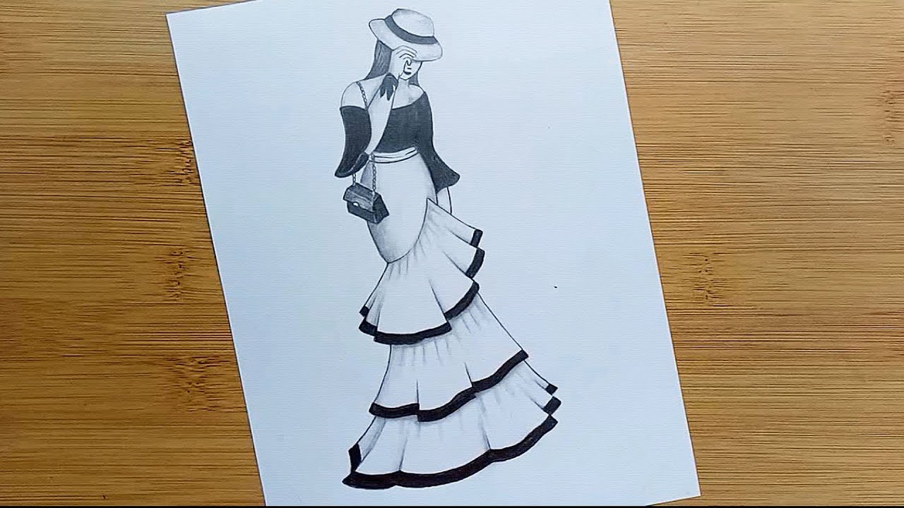 Colored pencil drawing of a woman Dress - Stock Illustration [98501521] -  PIXTA
