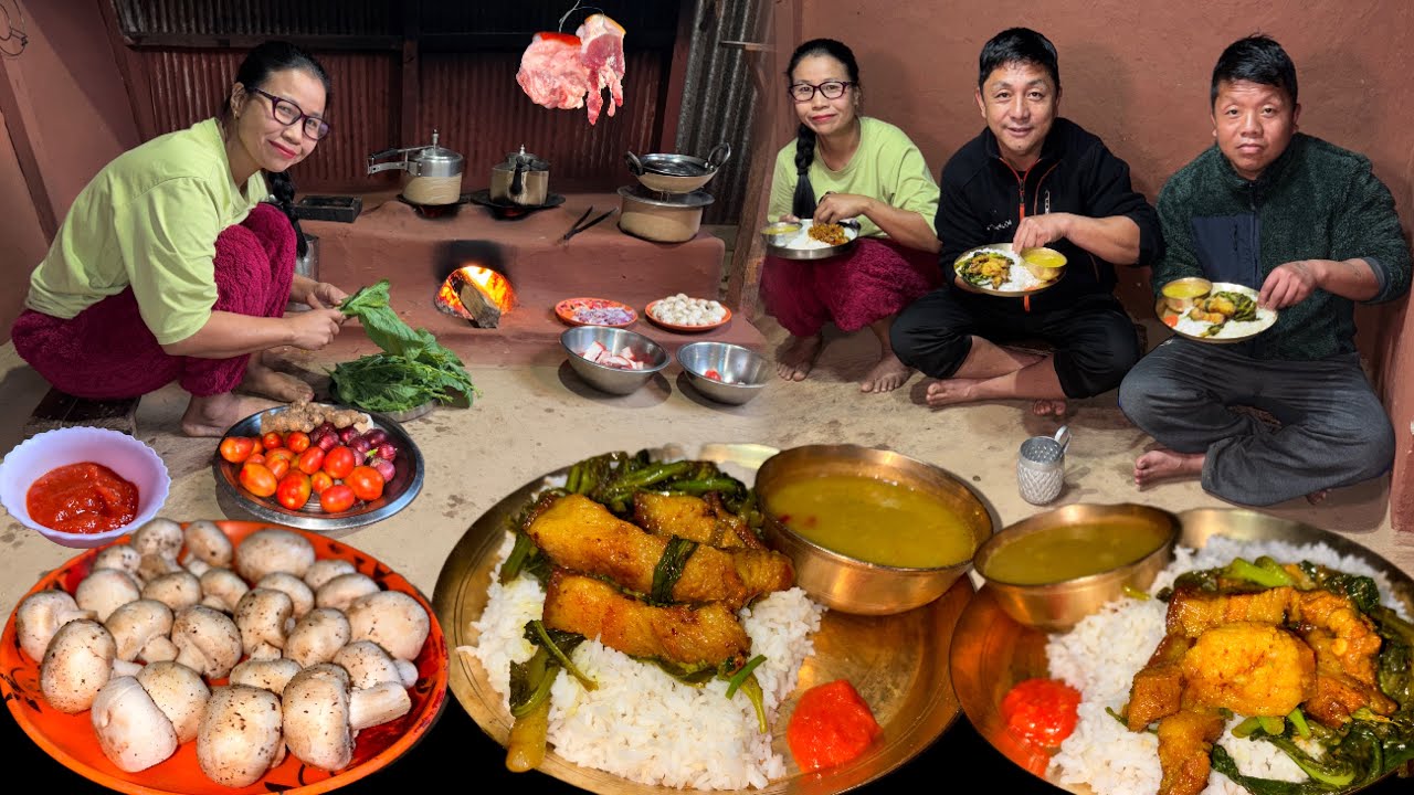 Darjeeling Village Pork Curry Recipe || Pork & Rayo Duku Recipe, Mushroom Curry with Rice