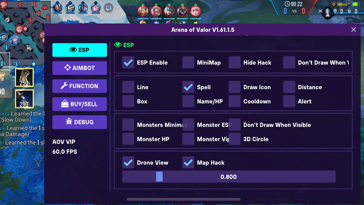 Arena of Valor 1.61.1.5 - Map Hack, ESP, Drone View, Aimbot 100 Heroes, Unlock Skin & Anti-Report