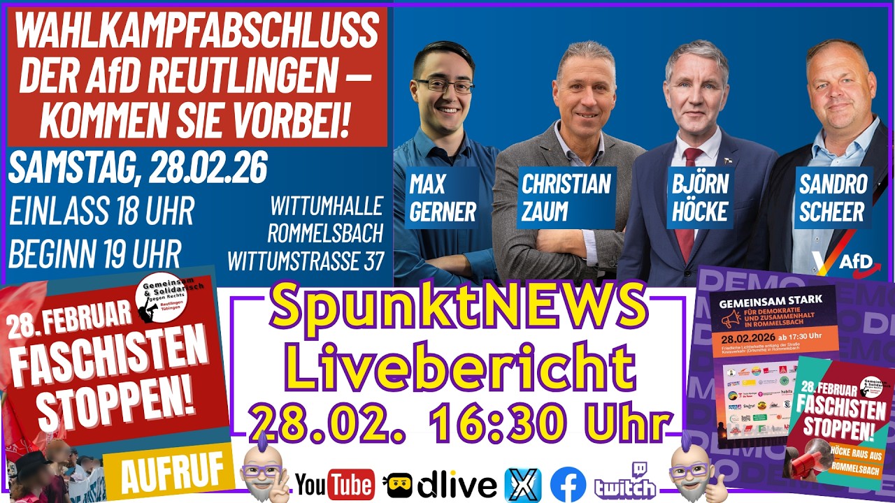 BJÖRN HÖCKE in Reutlingen - AfD Wahlkampf Baden-Württemberg und Gegenprotest mit HASS gegen HERZ ;-)